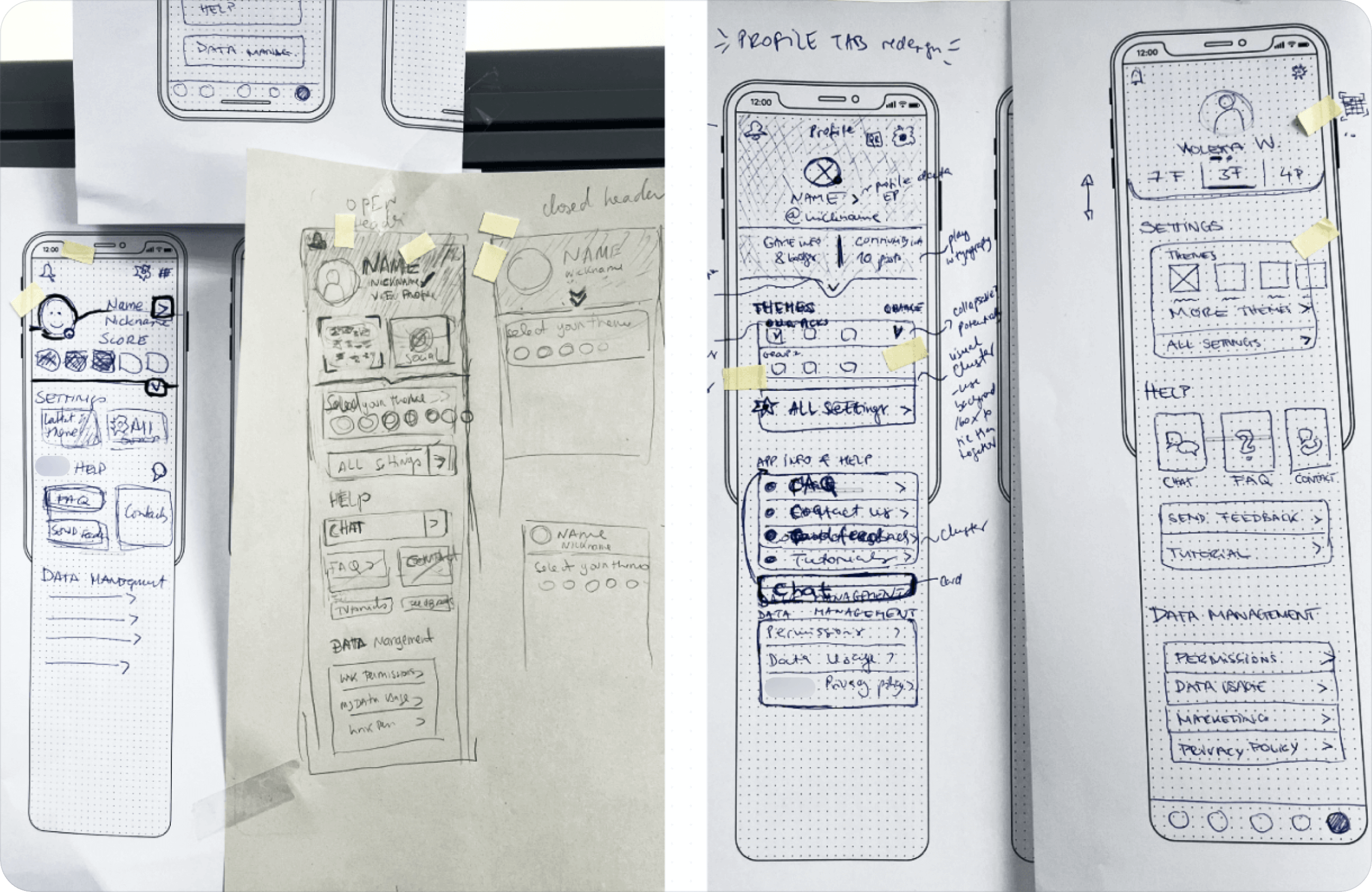 Image showing wireframes on paper from wireframing session